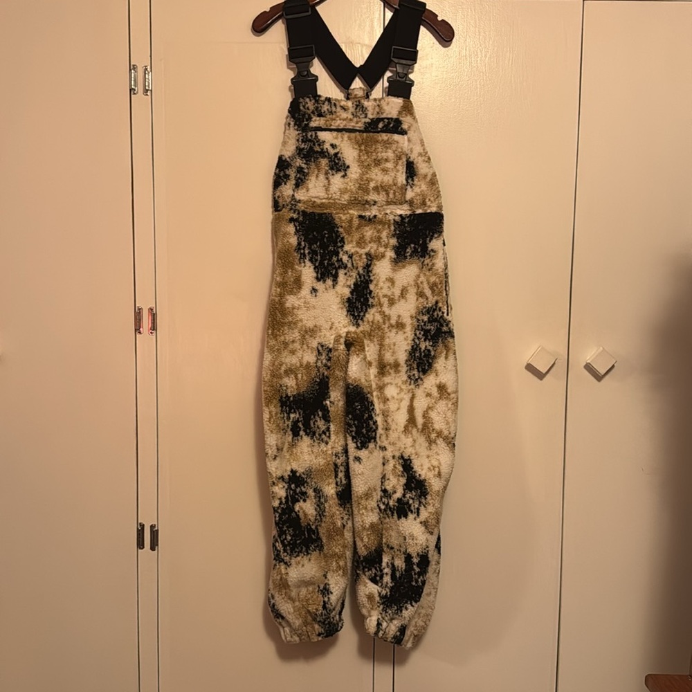 Stoic mid pile fleece overalls | black, white, & tan | XS - Picture 2 of 5